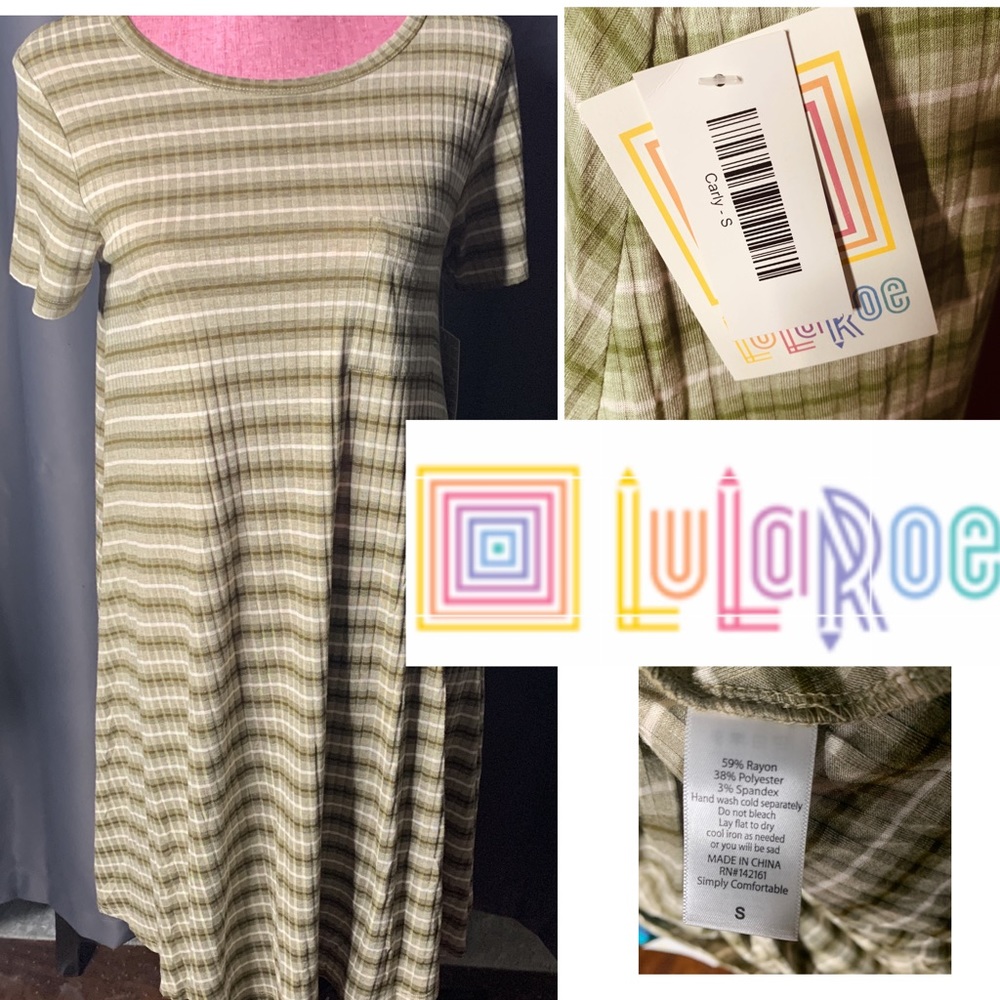 🤎LULAROE STRIPED CARLY SWING DRESS SZ S🤎